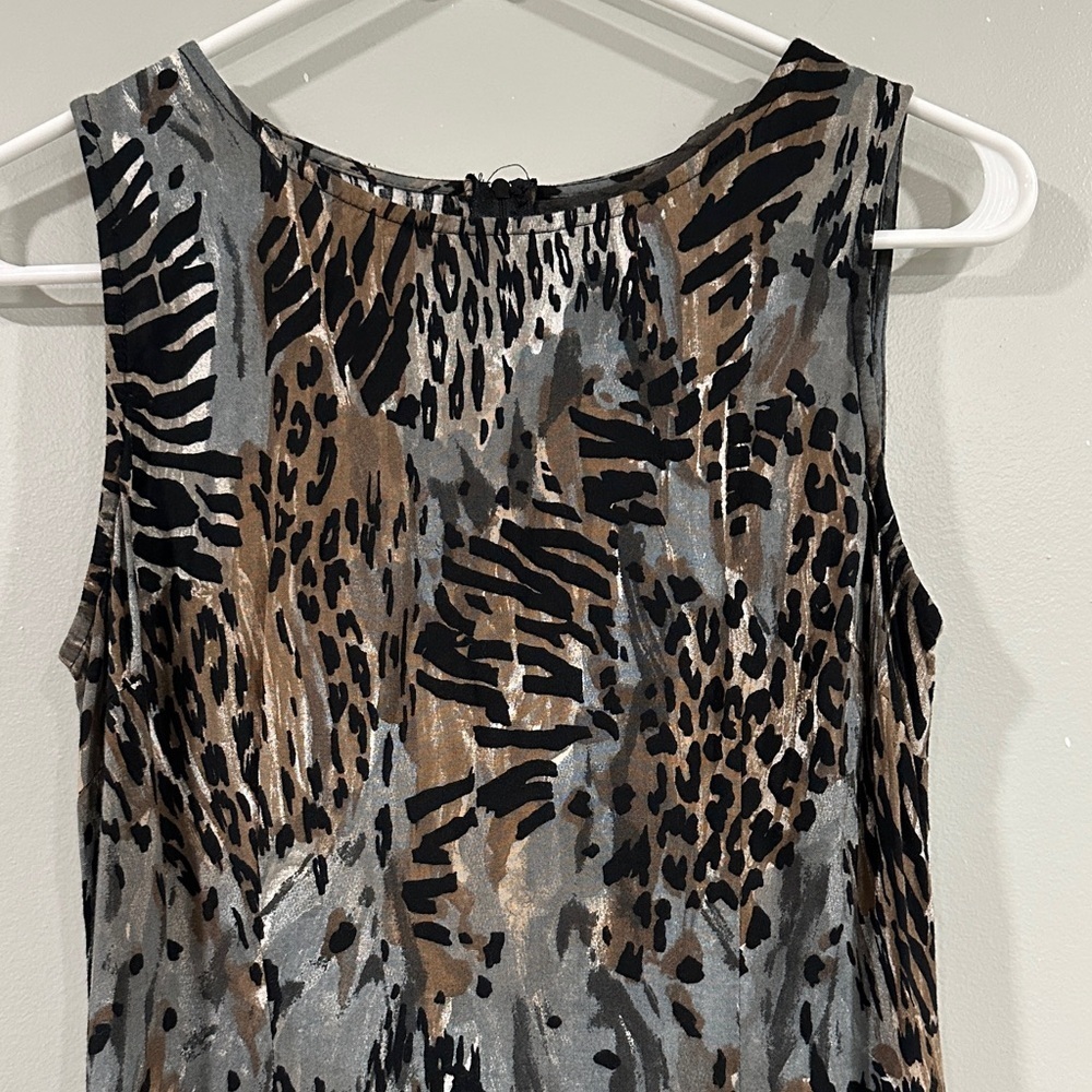 Connected Apparel Animal Print Maxi Dress - Black, Brown, Gray size 6 - Picture 3 of 9